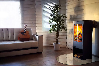 Glasskiva under kamin halvoval Färg Beige