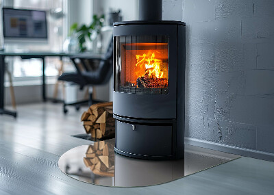 Glasskiva under kamin halvoval Färg Ljusrosa