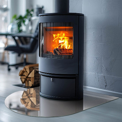 Glasskiva under kamin halvoval Färg Ljusrosa