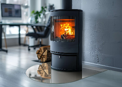Glasskiva under kamin halvoval Färg Beige