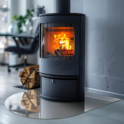 Glasskiva under kamin halvoval Färg Elfenben