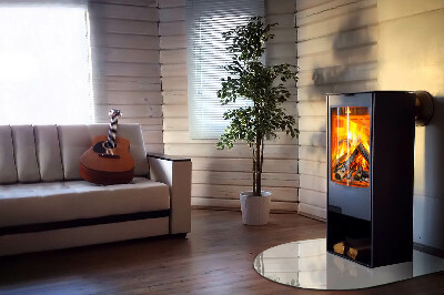 Glasskiva under kamin halvoval Färg Elfenben