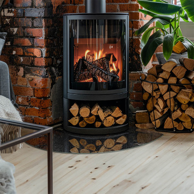 Glasskiva under kamin kvarten Naturstensstruktur