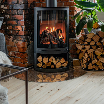 Glasskiva under kamin kvarten Naturligt trämönster