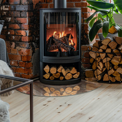 Glasskiva under kamin kvarten Träskiva i layouten