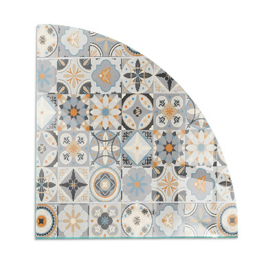 Glasskiva under braskamin kvarten Mosaikmönster i kakelplattor