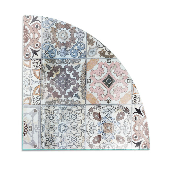 Glasskiva under braskamin kvarten Mosaikmönster i kakelplattor