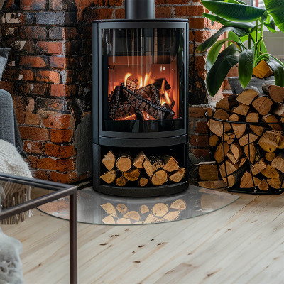 Glasskiva under kamin kvarten Abstrakt geometriskt mönster
