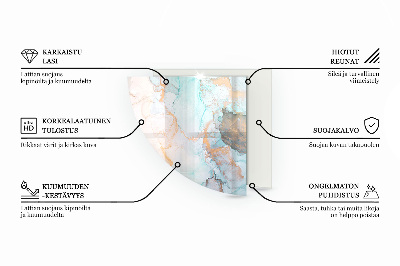 Glasskiva under braskamin kvarten Geometriskt 3D-mönster