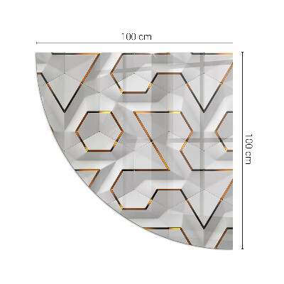 Glasskiva under braskamin kvarten Geometriskt 3D-mönster
