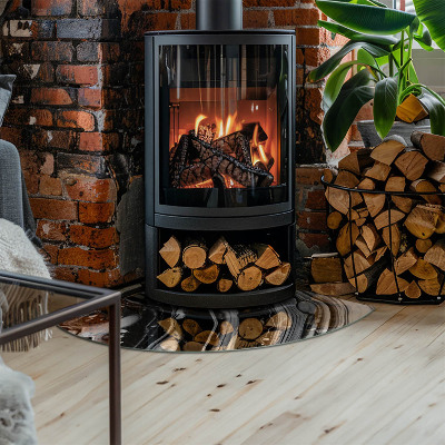 Glasskiva under kamin kvarten Abstrakta vågor och linjer