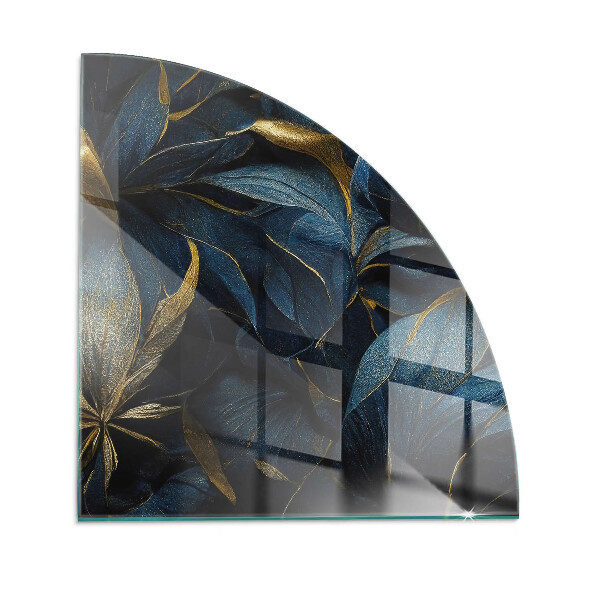 Glasskiva under kamin kvarten Eleganta blad i textur