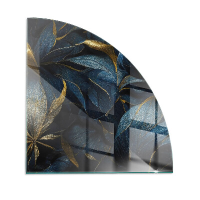 Glasskiva under kamin kvarten Eleganta blad i textur