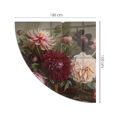 Glasskiva under braskamin kvarten Blombukett i detalj