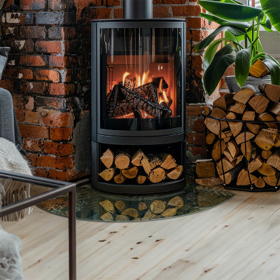 Glasskiva under kamin kvarten Växtmotiv med fjärilar