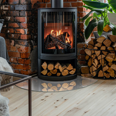 Glasskiva under kamin kvarten Färg Grå