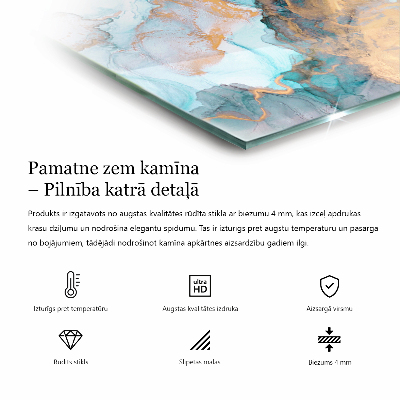 Glasskiva under kamin rektangulär Tredimensionell geometri