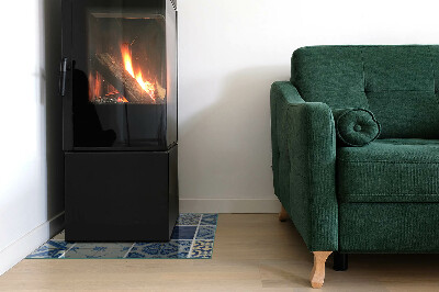 Glasskiva under kamin rektangulär Mönster av keramiska plattor