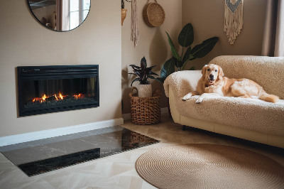 Glasskiva under kamin rektangulär Elegant marmormönster