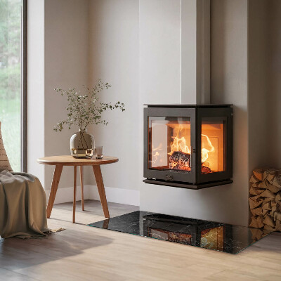 Glasskiva under kamin rektangulär Elegant marmormönster