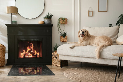 Glasskiva under kamin rektangulär Elegant marmormönster