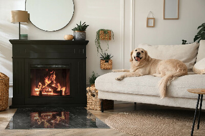 Glasskiva under kamin rektangulär Elegant marmormönster
