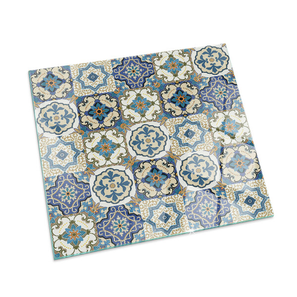 Glasskiva under kamin rektangulär Mosaikmönster med blommor