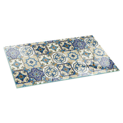 Glasskiva under kamin rektangulär Mosaikmönster med blommor