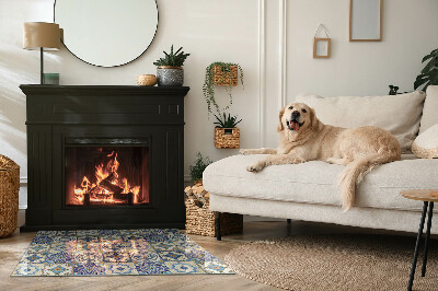 Glasskiva under kamin rektangulär Mosaikmönster med blommor