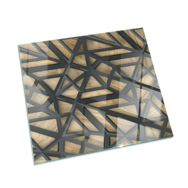 Glasskiva under kamin rektangulär Geometri med trä