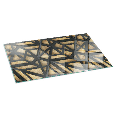Glasskiva under kamin rektangulär Geometri med trä