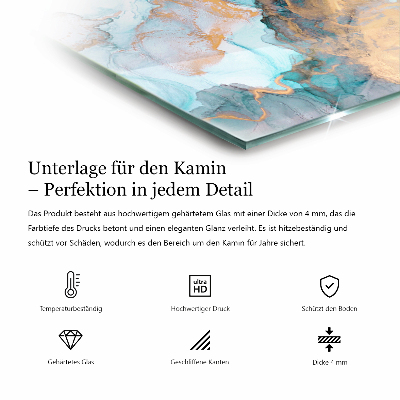 Glasskiva framför öppen spis rektangulär Geometriskt 3D-mönster
