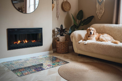 Glasskiva under kamin rektangulär Mosaikmönster på kakelplattor