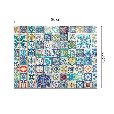 Glasskiva under kamin rektangulär Mosaikmönster på kakelplattor