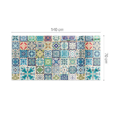 Glasskiva under kamin rektangulär Mosaikmönster på kakelplattor