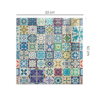 Glasskiva under kamin rektangulär Mosaikmönster på kakelplattor