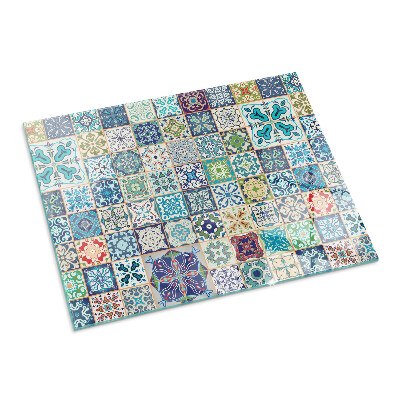 Glasskiva under kamin rektangulär Mosaikmönster på kakelplattor
