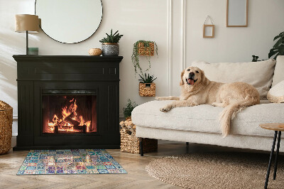 Glasskiva under kamin rektangulär Mosaikmönster på kakelplattor