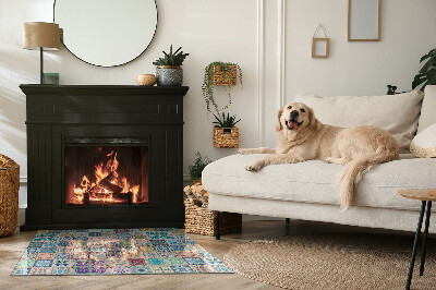Glasskiva under kamin rektangulär Mosaikmönster på kakelplattor