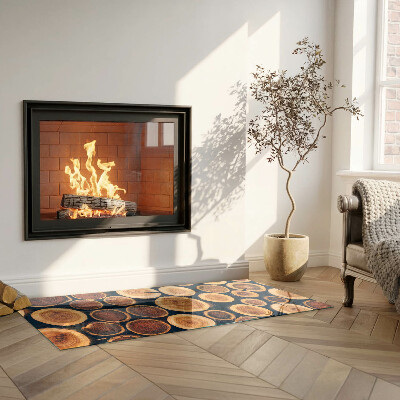 Glasskiva under kamin rektangulär Låda med sågat trä