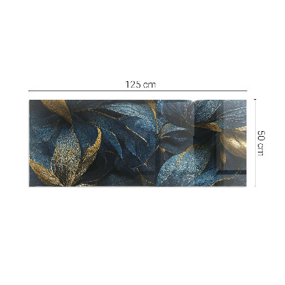 Glasskiva under kamin rektangulär Eleganta blad i textur