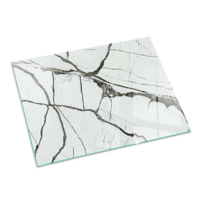 Glasskiva under kamin rektangulär Marmorvenmönster