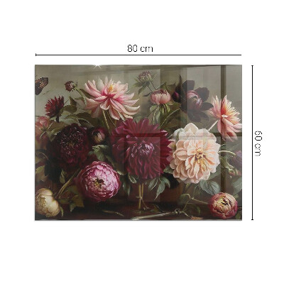 Glasskiva framför öppen spis rektangulär Blombukett i detalj