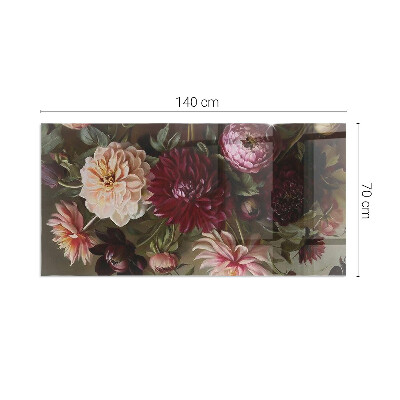 Glasskiva framför öppen spis rektangulär Blombukett i detalj