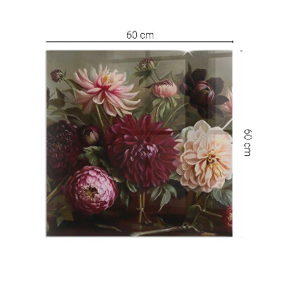 Glasskiva framför öppen spis rektangulär Blombukett i detalj