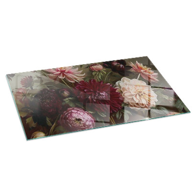 Glasskiva framför öppen spis rektangulär Blombukett i detalj
