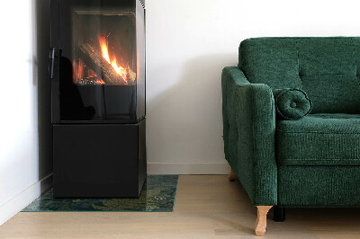 Glasskiva under kamin rektangulär Växtmotiv med fjärilar