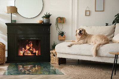 Glasskiva under kamin rektangulär Växtmotiv med fjärilar