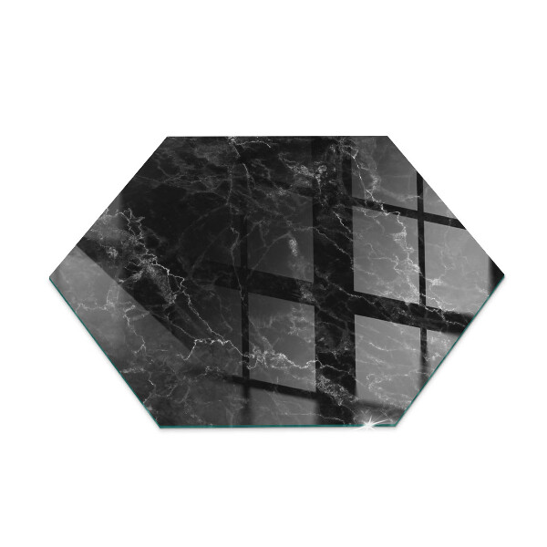 Glasskiva framför öppen spis hexagonal Snyggt marmormotiv