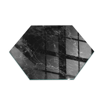 Glasskiva framför öppen spis hexagonal Snyggt marmormotiv